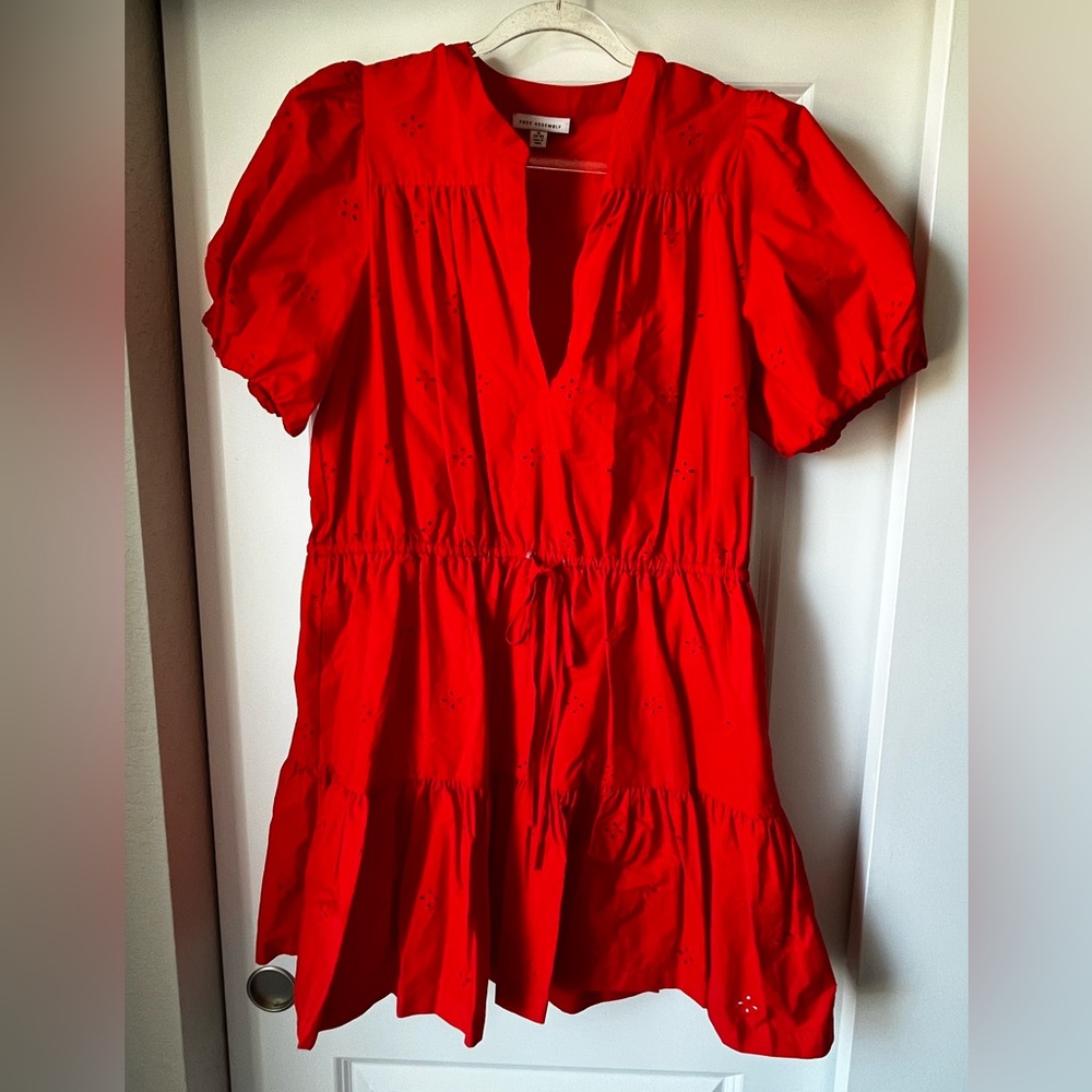 Bright Orange- Red Women's Tie-Waist Dress Top